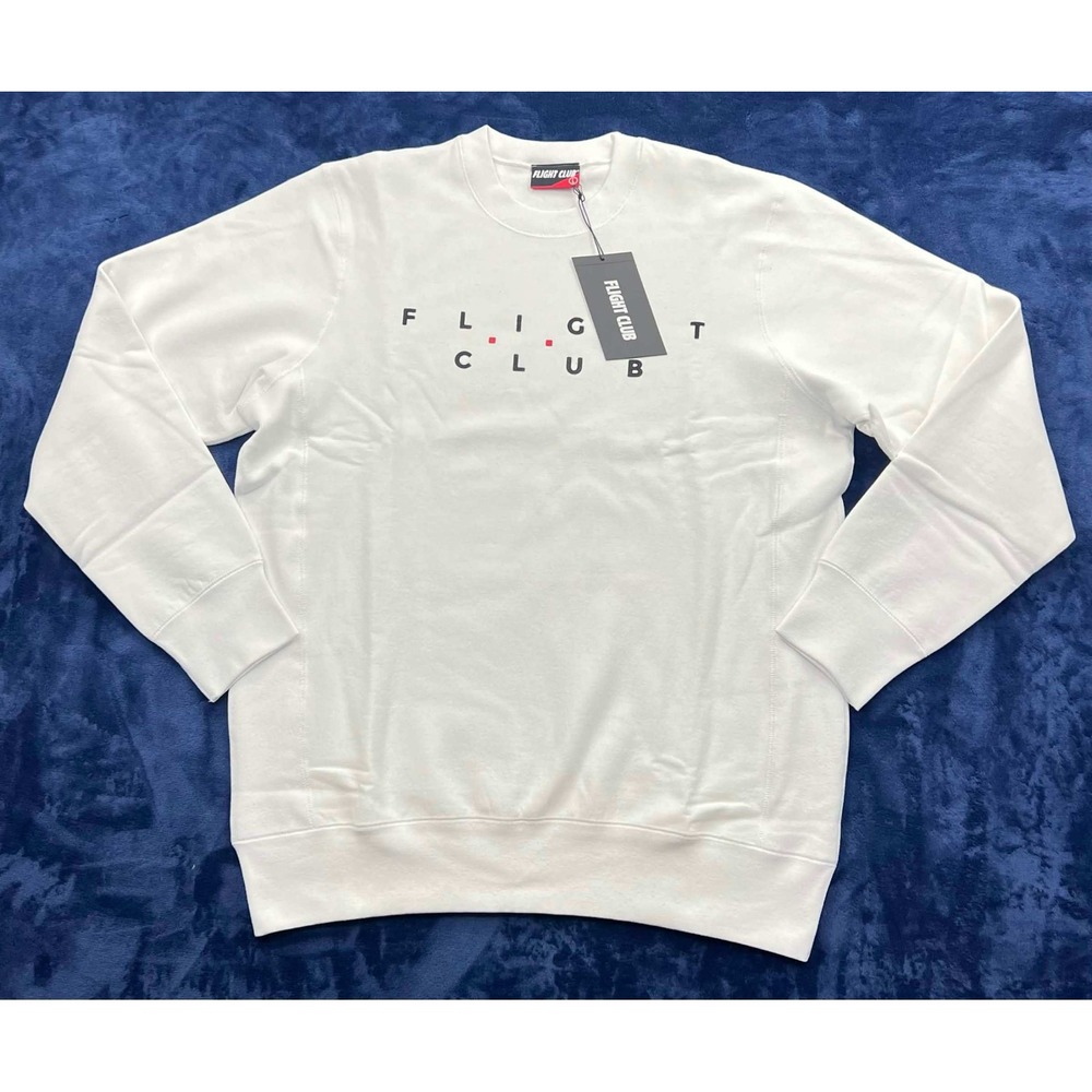 Flight Club Mens Logo Graphic Crewneck Sweatshirt White Large Made in Canada NWT